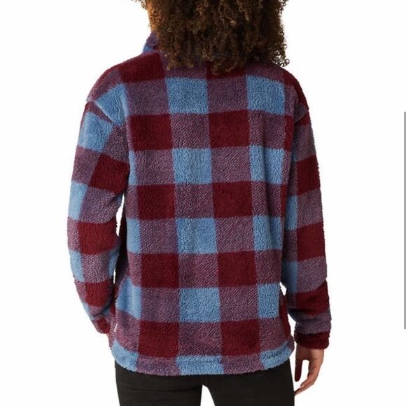 Eddie Bauer Blue Red Plaid Quest Fleece Quarter Zip Pullover Size Large - Picture 3 of 16